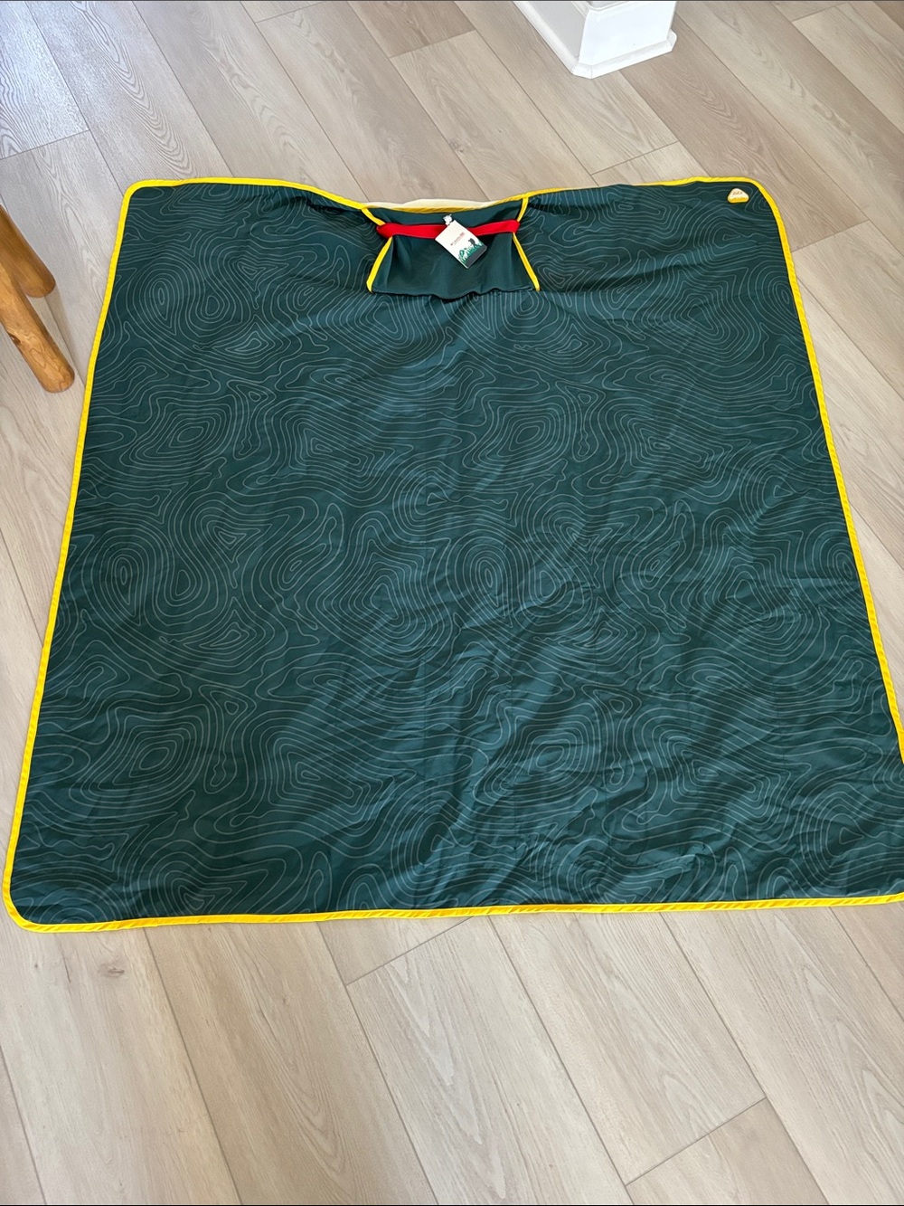 Columbia x Kith Outdoor Picnic Blanket w/Green Topographic Print and Yellow Trim - Picture 2 of 7